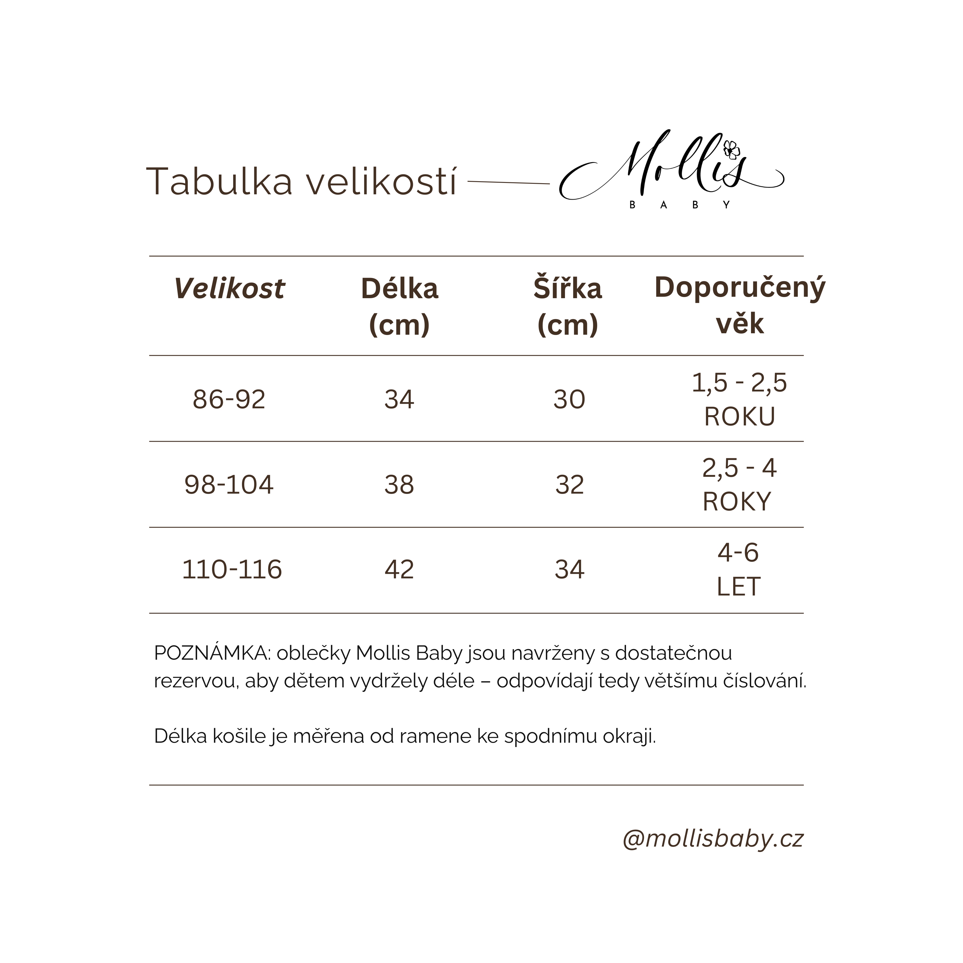Velikostní tabulka